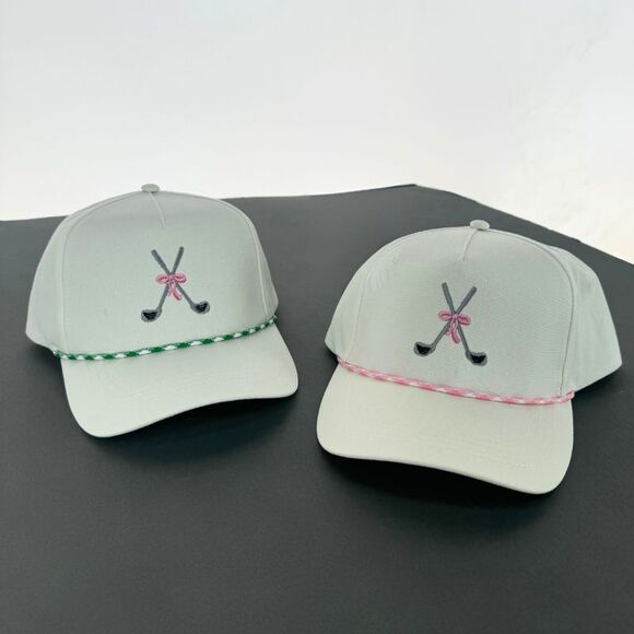 CTM Women's Golf Club Bow Cap with Rope Hatband - Picture 4 of 4